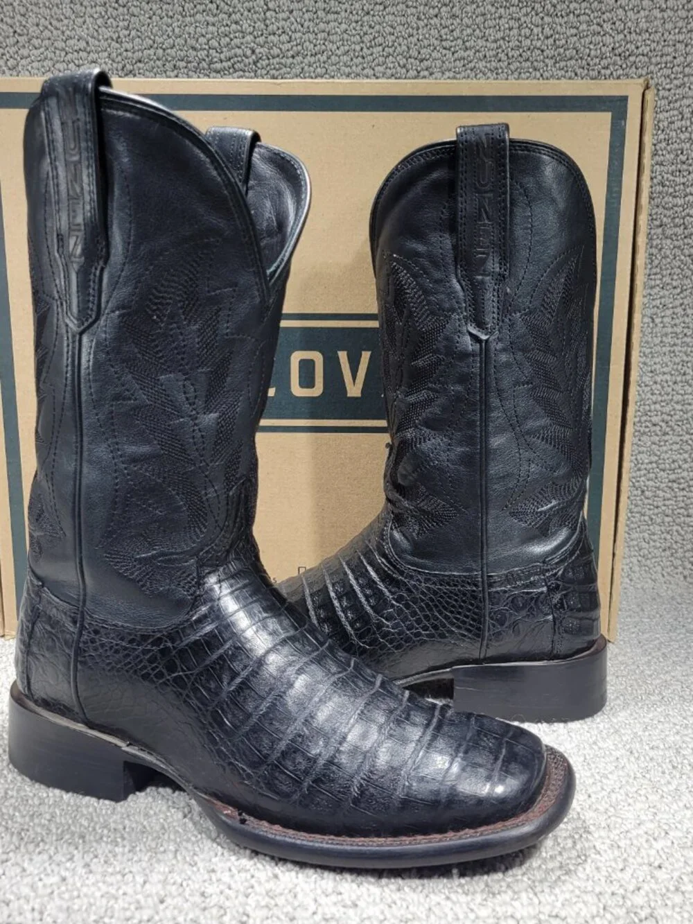 Tecovas The William Men's US Size 8D Midnight Caiman Cowboy Pull-on Boots